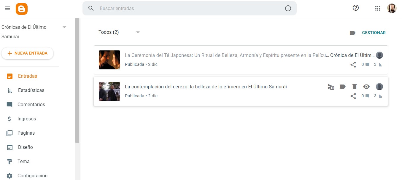 Buscador blog - cronicaselultimosamurai en Bitakoras